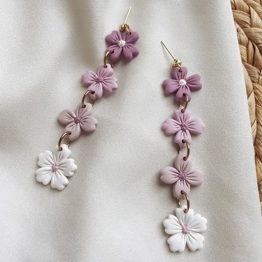 Lilac Flower Power Dangle Earrings