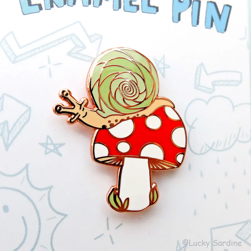 Snail & Toadstool Enamel Pin